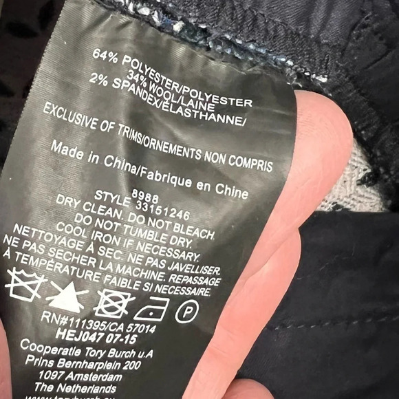 New Tory Burch Navy Blue Confetti Jacquard Trouser Pants NWT Designer Women’s 0 - Picture 12 of 12